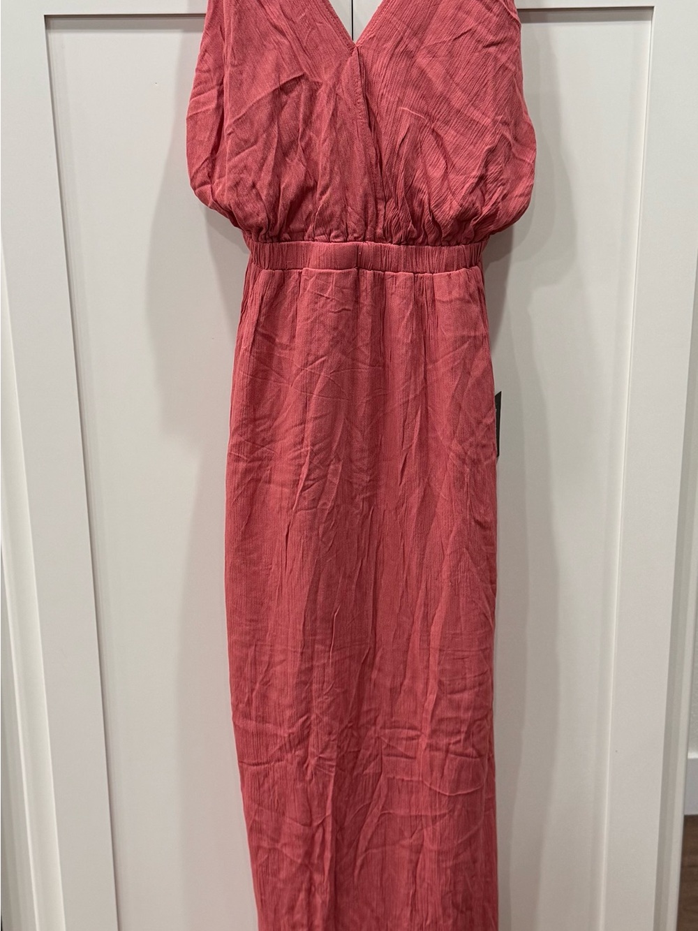 Lulu's Coral Pink V-Neck Sleeveless Maxi Dress